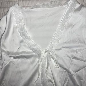 Satin front tie shirt